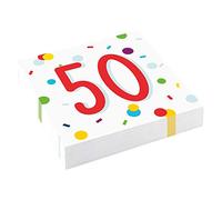 (PKT) 20 Confetti Birthday 50th Birthday Luncheon Napkins 33cm