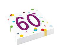 (PKT) 20 Confetti Birthday 60th Birthday Luncheon Napkins 33cm