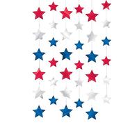 (PKT) 4th July USA Star String Decorations 2.1m (6 pk)