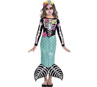 (PKT) (9903562) Child Girls Day Of The Dead Mermaid Costume (6-8yr)