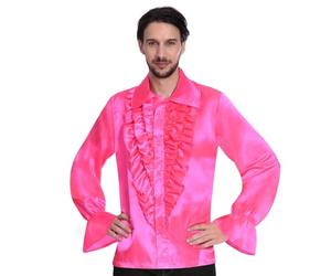 (PKT) (9907015) Adult Mens Satin Shirt Pink (Standard)