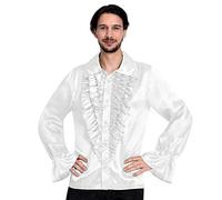 (PKT) (9907021) Adult Mens Satin Shirt White (Extra Large)
