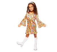 (PKT) (9907364) Child Girls Rainbow Hippy Costume (8-10yr)
