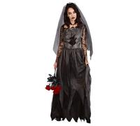 (PKT) (9908358) Adult Ladies Black Corpse Dress Costume (UK 12-14)