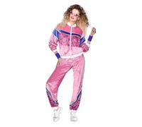 (PKT) (9910395) Adult Ladies 80's Pink Velour Joggersuit Costume (UK 12-14)
