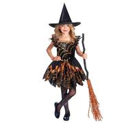 (PKT) (9911967) Child Girls Spooky Spider Witch Costume (6-8yr)