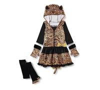 (PKT) (997035) Child Girls Sassy Spots Costume (10-12yr), Beige/Black/Brown