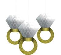 (PKT) Adult 3 Pack Diamond Ring Honeycomb Decorations
