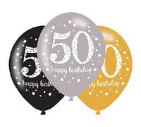 (PKT) Adult Gold Celebration 50th Latex Balloons- 6 Pack