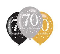 (PKT) Adult Gold Celebration 70th Latex Balloons 6 Pack