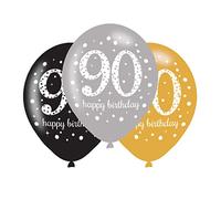 (PKT) Adult Gold Celebration 90th Latex Balloons