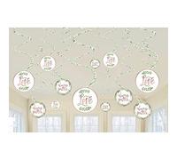 (PKT) Adult Ladies 12 Pack Love & Leaves Hen Do Bridal Shower Swirl Decorations