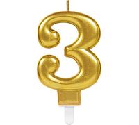 (PKT) Adult Metallic Gold Candle Number 3