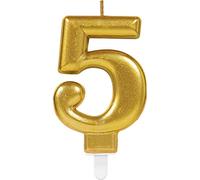 (PKT) Adult Metallic Gold Candle Number 5