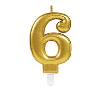 (PKT) Adult Metallic Gold Candle Number 6