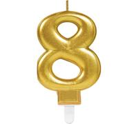 (PKT) Adult Metallic Gold Candle Number 8