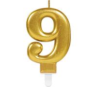 (PKT) Adult Metallic Gold Candle Number 9