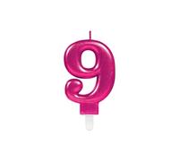 (PKT) Adult Metallic Pink Candle Number 9