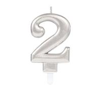 (PKT) Adult Metallic Silver Candle Number 2