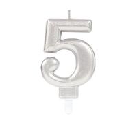 (PKT) Adult Metallic Silver Candle Number 5