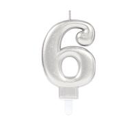 (PKT) Adult Metallic Silver Candle Number 6