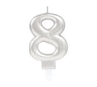 (PKT) Adult Metallic Silver Candle Number 8