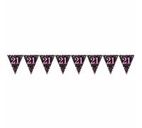 (PKT) Adult Pink Celebration 21st Birthday Plastic Pennant Bunting