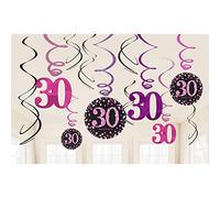 (PKT) Adult Pink Celebration 30th Birthday Swirl Decorations