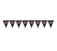 (PKT) Adult Pink Celebration 40th Birthday Plastic Pennant Bunting