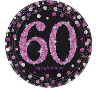 (PKT) Adult Pink Celebration 60th Birthday Paper Plates