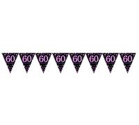 (PKT) Adult Pink Celebration 60th Birthday Plastic Pennant Bunting