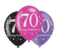 (PKT) Adult Pink Celebration 70th Birthday Latex Balloons