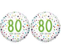 (PKT) Age 80 Confetti Foil Balloon (Pack of 2)