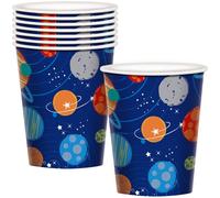 (PKT) Blast Off Birthday Paper Cups 266ml (8 pk)