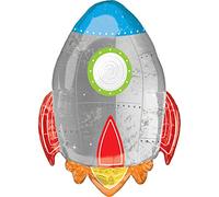 (PKT) Blast Off Birthday SuperShape XL Foil Balloon 21"/53cm w x 29"/73cm h P35