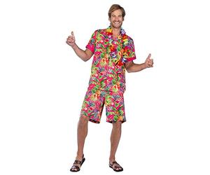 (PKT) (Fix 0/1) (9908730) Adult Mens Hawaiian Pink Costume Set (Standard)