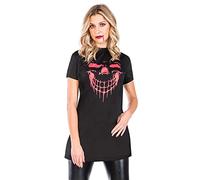 (PKT) (Fix 0/1) (9908964) Adult Ladies Halloween Smile Black Tshirt Dress (M/L)