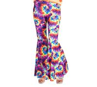 (PKT) (Fix 1/1) (9907385) Adult Ladies Rainbow Tie Dye Flares (UK 8-10)