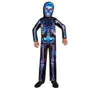 (PKT) (Fix 1/1) (9908578) Child Boys Neon Skeleton Boy - Recycled Costume (6-8yr)
