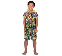 Kids Summer Black Tropical Holiday Hawaiian Theme Party Shorts Flower Shirt Set