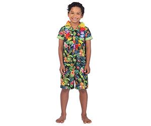 (PKT) (Fix 1/1) (9911429) Child Boys Hawaii Set Black Costume (6-8yr)