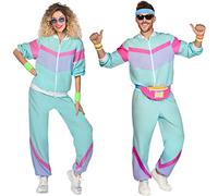 (PKT) (Fix 12/25) (9910363) Adult 80's Jogger Suit Light Blue Costume (Medium)