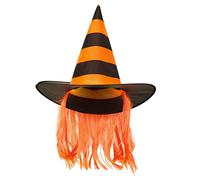 (PKT) (Fix 2/1000) Stripd Orange Witch Hat w Hair