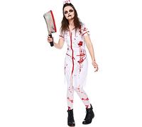 Halloween Blood Splattered Rugged Zombie Nurse Costume Womens Scary Health Care