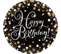 (PKT) Gold Celebration Paper Plates 23cm