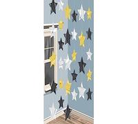(PKT) Hollywood G&G Gold, Black & Silver Star String Decorations 2m (6 pk) - Glitz & Glam