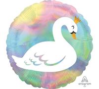 (PKT) Princess For a Day Pastel Swan Holographic Iridescent Standard HX Foil Balloon S40