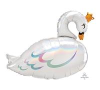 (PKT) Princess For a Day Swan Holographic Iridescent SuperShape Foil Balloon 29"/73cm x 22"/55cm P40