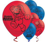 (PKT) Super Mario Bros 4 Sided Latex Balloons 11"/27.5cm (6 pk)