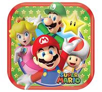 (PKT) Super Mario Square Paper Plates 18cm (8 pk)
